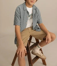 Levi's® Big Boys Short Sleeve Warp Printed Knit Camp Shirt