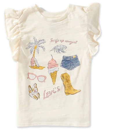 Levi's® Big Girls Flutter Short Sleeve Coastal Flutter Top