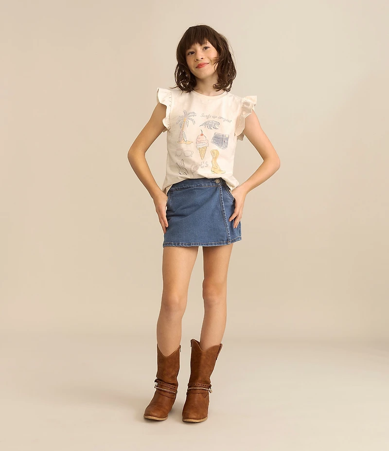 Levi's® Big Girls Flutter Short Sleeve Coastal Flutter Top