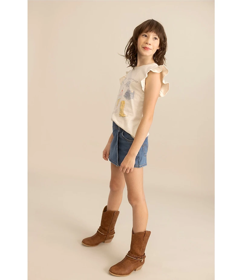 Levi's® Big Girls Flutter Short Sleeve Coastal Flutter Top