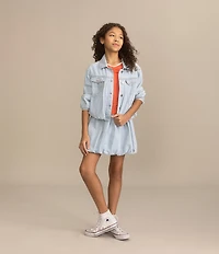 Levi's® Big Girls Heart Pointelle Short Sleeve Cinched V-Neck Top