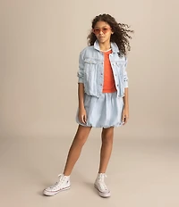 Levi's® Big Girls Heart Pointelle Short Sleeve Cinched V-Neck Top