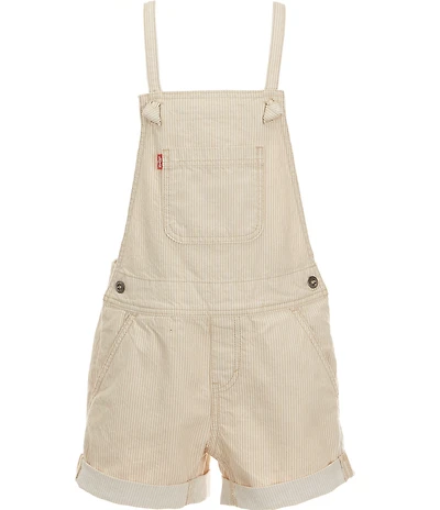 Levi's® Big Girls Striped Rolled Cuff Adjustable Straps Knotted Shortall