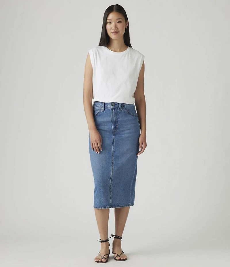 Levi's® High-Rise Back-Slit Denim Midi Skirt