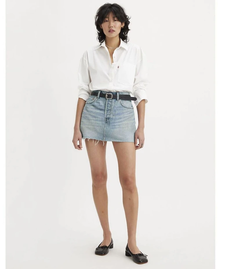 Levi's® Icon Mid Rise Raw Hem Denim Micro Mini Skirt