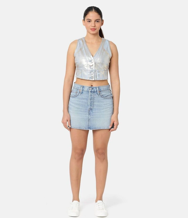 Levi's® Icon Mid Rise Raw Hem Denim Micro Mini Skirt