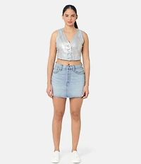 Levi's® Icon Mid Rise Raw Hem Denim Micro Mini Skirt