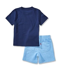 Levi's® Little Boys Short Sleeve Coastal Critters Graphic T-Shirt & Short Set