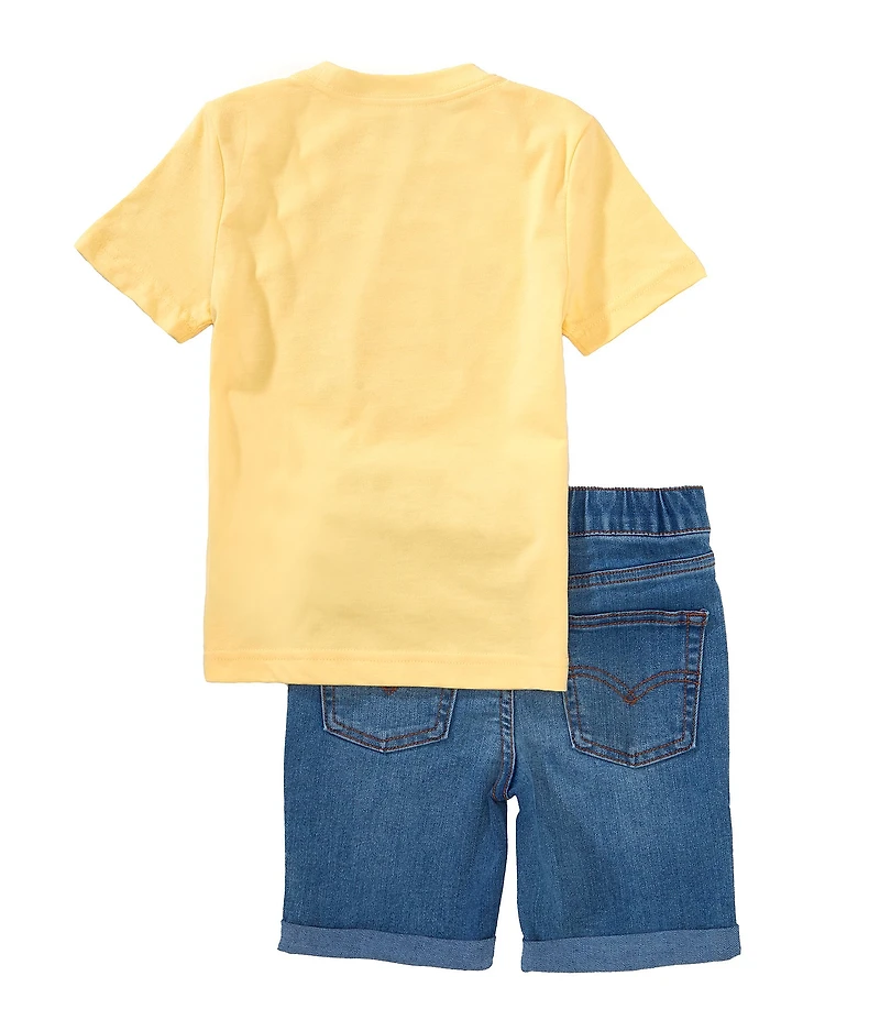 Levi's® Little Boys Short Sleeve Four-Wheeler Bear Graphic T-Shirt & Denim Elastic-Back Shorts Set