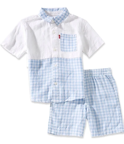 Levi's® Little Boys Gingham Woven Shirt & Shorts 2-Piece Set