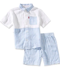 Levi's® Little Boys Gingham Woven Shirt & Shorts 2-Piece Set