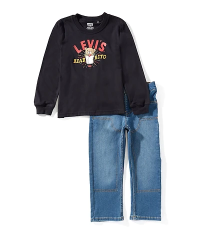 Levi's® Little Boys Long Sleeve Bearrito Bodysuit And Jeans 2-Piece Set