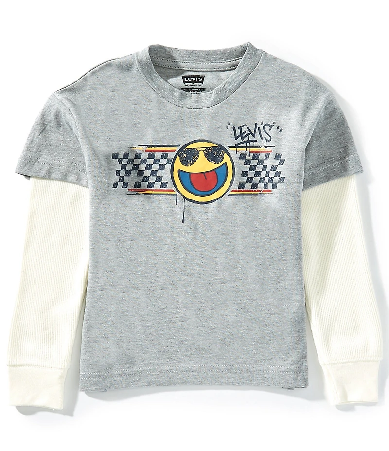 Levi's® Little Boys Long Sleeve Smiley 2Fer T-Shirt