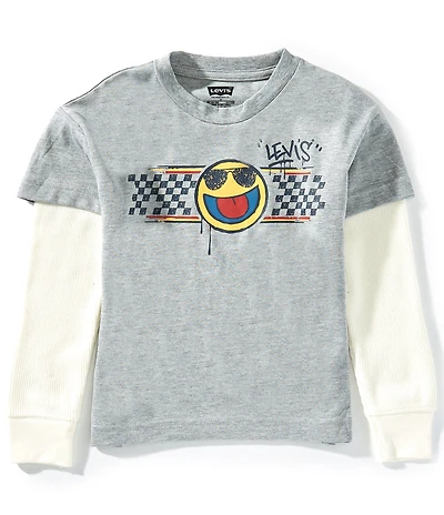 Levi's® Little Boys Long Sleeve Smiley 2Fer T-Shirt