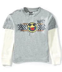 Levi's® Little Boys Long Sleeve Smiley 2Fer T-Shirt