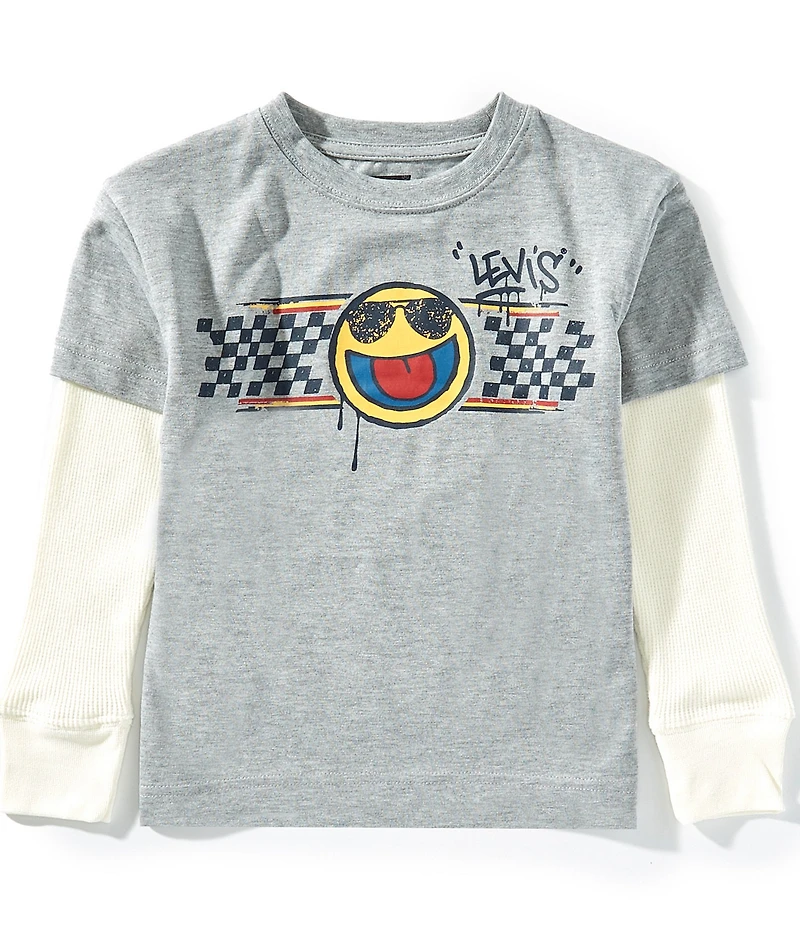 Levi's® Little Boys Long Sleeve Smiley 2Fer T-Shirt