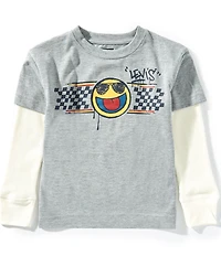 Levi's® Little Boys Long Sleeve Smiley 2Fer T-Shirt