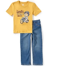 Levi's® Little Boys Short Sleeve Motorcycle Graphic T-Shirt & Denim Jeans