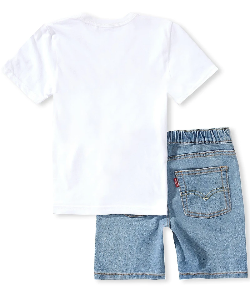 Levi's® Little Boys Short-Sleeve Skateboarder Bear T-Shirt & Denim Shorts Set