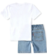 Levi's® Little Boys Short-Sleeve Skateboarder Bear T-Shirt & Denim Shorts Set
