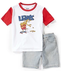 Levi's Little Boys Short Sleeve Skater Tee & Shorts 2-Piece Set