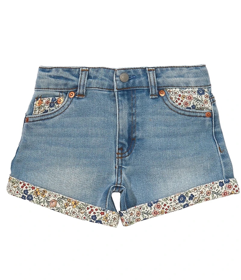 Levi's® Little Girls Floral-Printed-Panel Denim Shorts