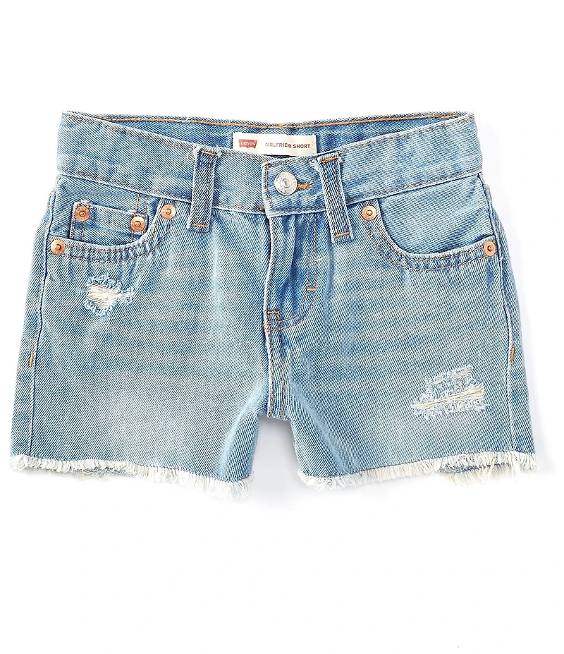Levi's® Little Girls Girlfriend Raw Hem Shorty Denim Shorts
