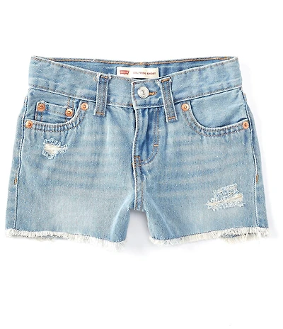 Levi's® Little Girls Girlfriend Raw Hem Shorty Denim Shorts
