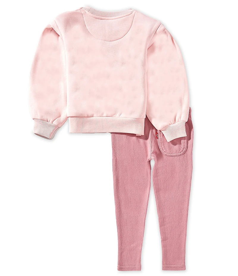 Levi's® Little Girls Blouson-Sleeve Solid Graphic Fleece Sweatshirt & Solid Leggings Set