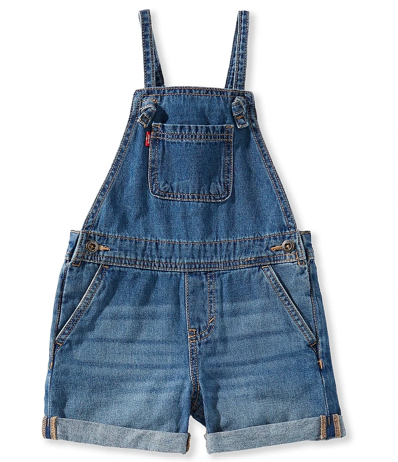 Levi's Little Girls Rolled Cuff Adjustable Straps Knotted Shortall