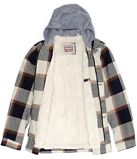 Levi's® Long Sleeve Plaid Cotton Shacket Jersey Hooded Jacket