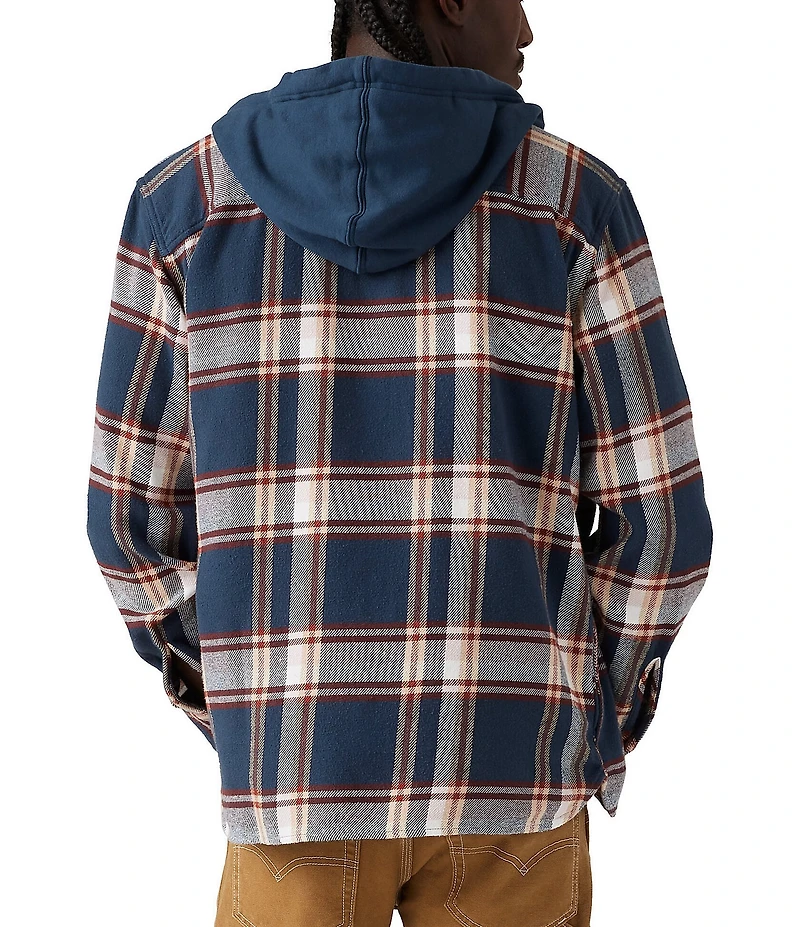 Levi's® Long Sleeve Wide Plaid Hooded Full Button Front Worker Shirt