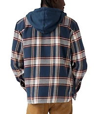 Levi's® Long Sleeve Wide Plaid Hooded Full Button Front Worker Shirt