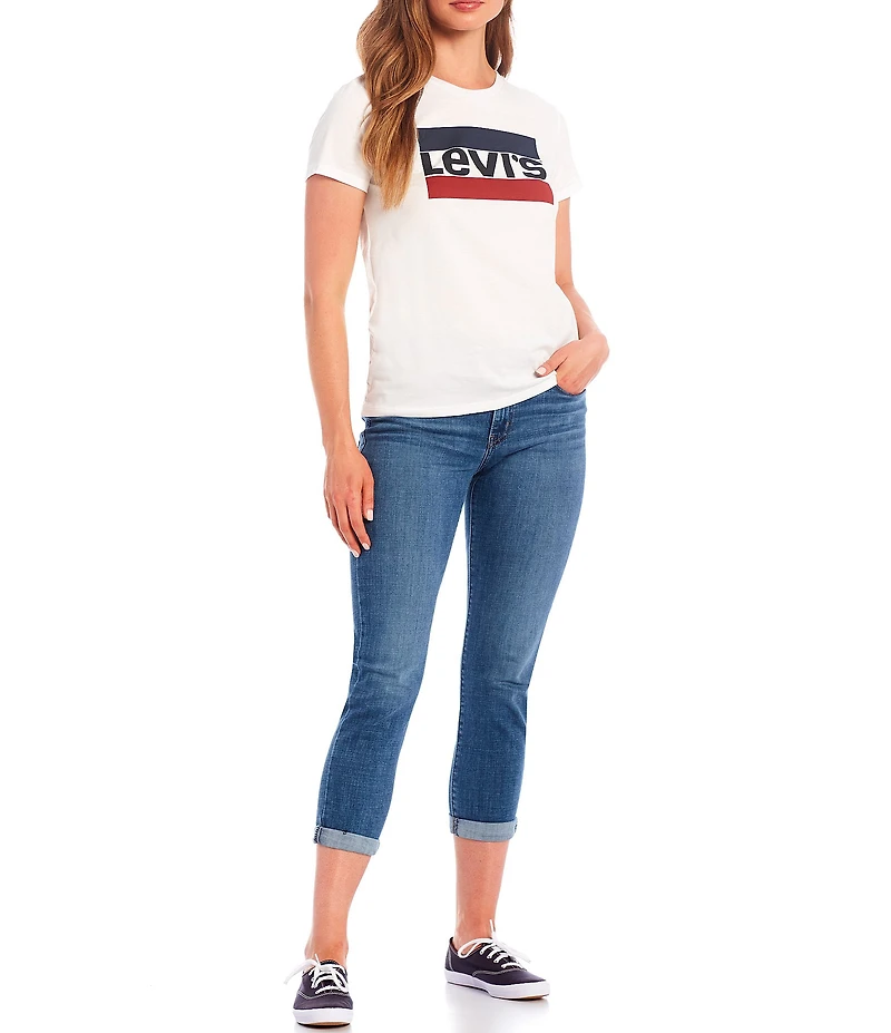 Levi's® Mid Rise Tapered Leg Rolled Hem Stretch Denim Boyfriend Jeans