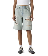 Levi's® Mid Rise Five Pocket Distressed Denim Shorts