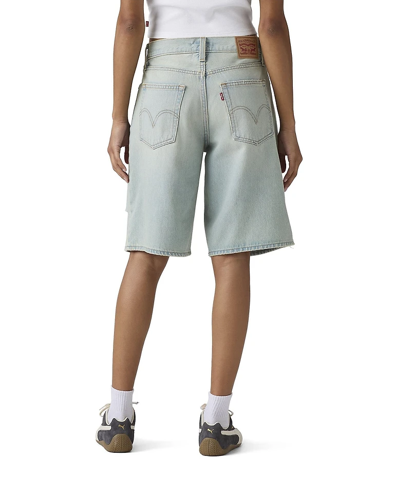 Levi's® Mid Rise Five Pocket Distressed Denim Shorts