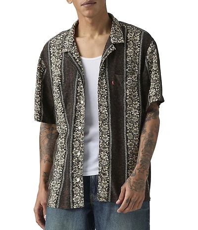 Levi's® Milas Floral Striped Short Sleeve Classic Camp Shirt
