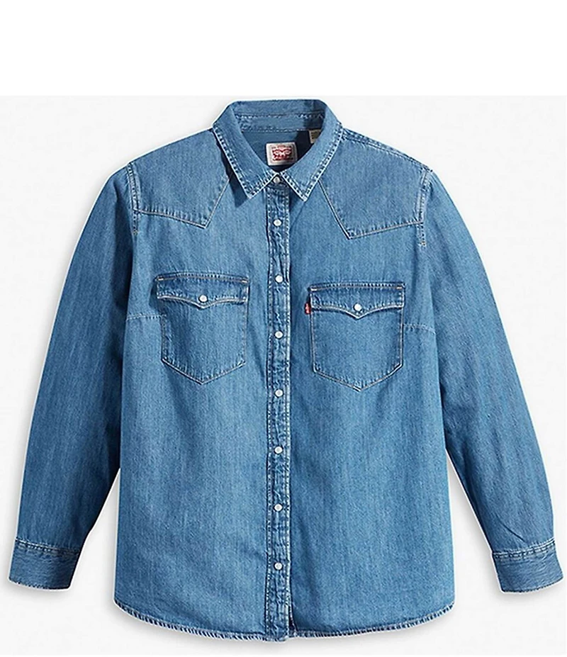 Levi's Plus Size Button Front Long Sleeve Western Top