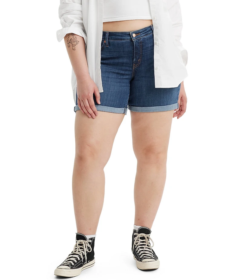 Levi's Plus Size Mid-Length Rolled Hem Denim Shorts