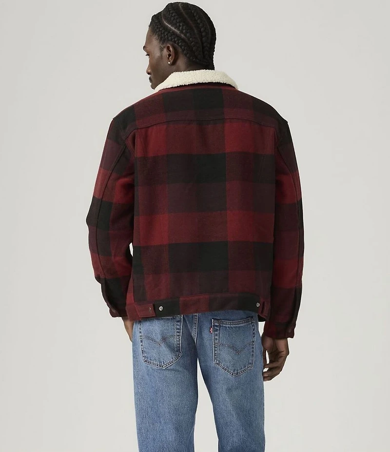 Levi's® Relaxed Fit Plaid/Faux-Sherpa Long Sleeve Trucker Jacket