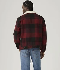 Levi's® Relaxed Fit Plaid/Faux-Sherpa Long Sleeve Trucker Jacket