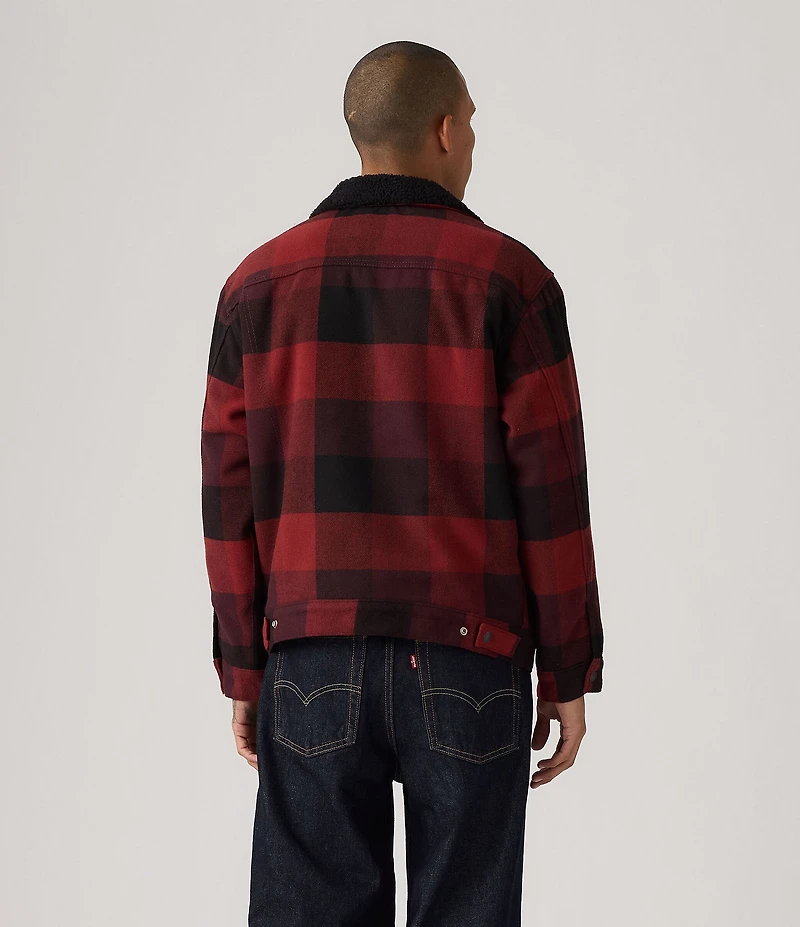 Levi's® Relaxed Fit Plaid/Faux-Sherpa Long Sleeve Trucker Jacket