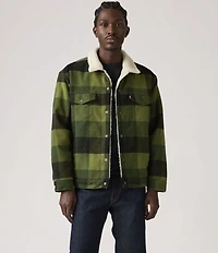 Levi's® Relaxed Fit Plaid/Faux-Sherpa Long Sleeve Trucker Jacket