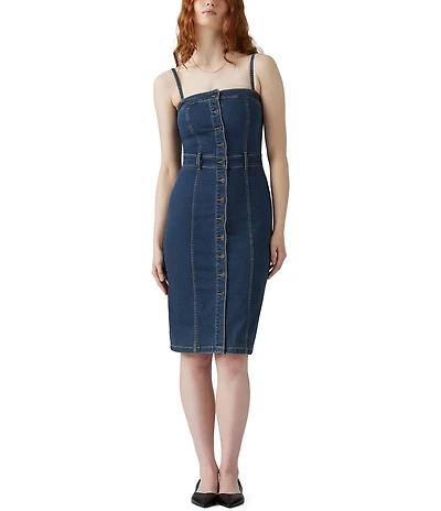 Levi's® Sleeveless Bustier Slim Fit Midi Denim Dress
