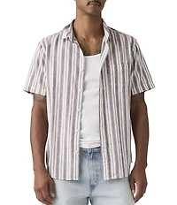 Levi's® Striped Short Sleeve Linen Blend Shirt