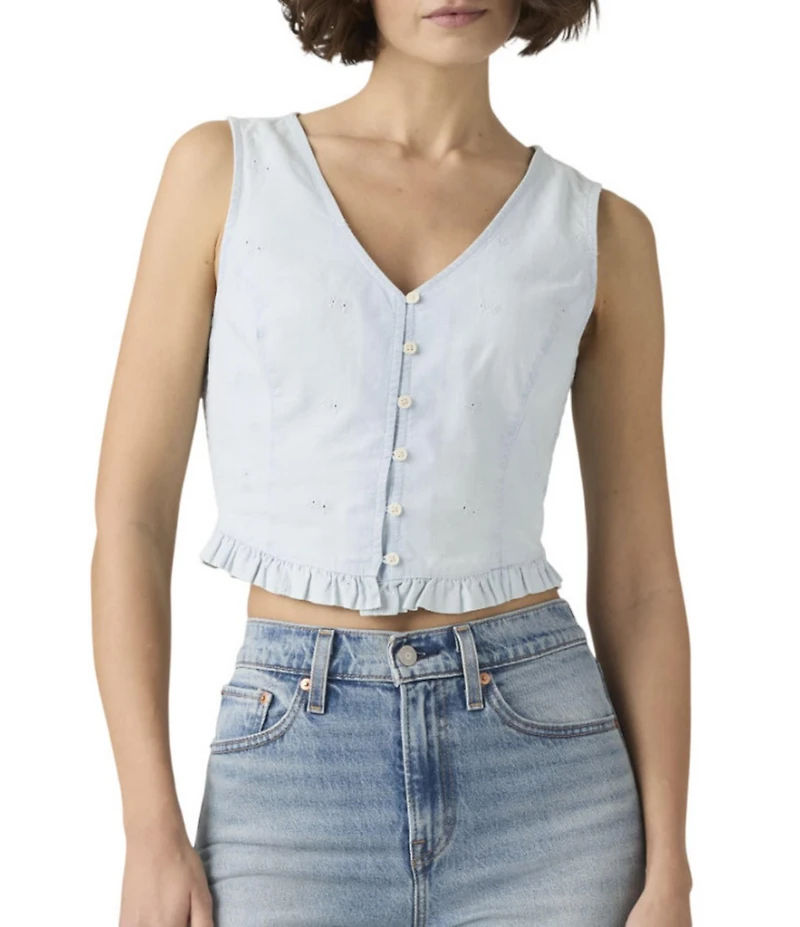 Levi's® Teagan Eyelet Embroidered Sleeveless Blouse
