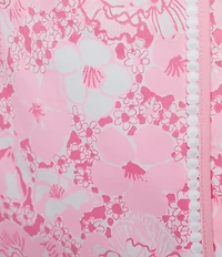 Lilly Pulitzer Adette Stretch Poplin Floral Print Crew Neck Short Sleeve Shift Dress