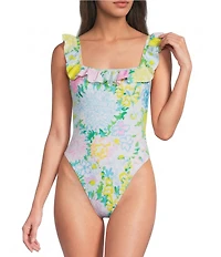 Lilly Pulitzer Aemma Lilly Garden Ruffle Detail One Piece Swimsuit