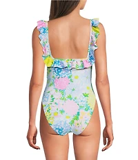 Lilly Pulitzer Aemma Lilly Garden Ruffle Detail One Piece Swimsuit