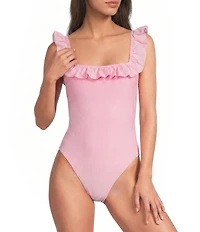 Lilly Pulitzer Aemma Seersucker Stripe Ruffle One Piece Swimsuit